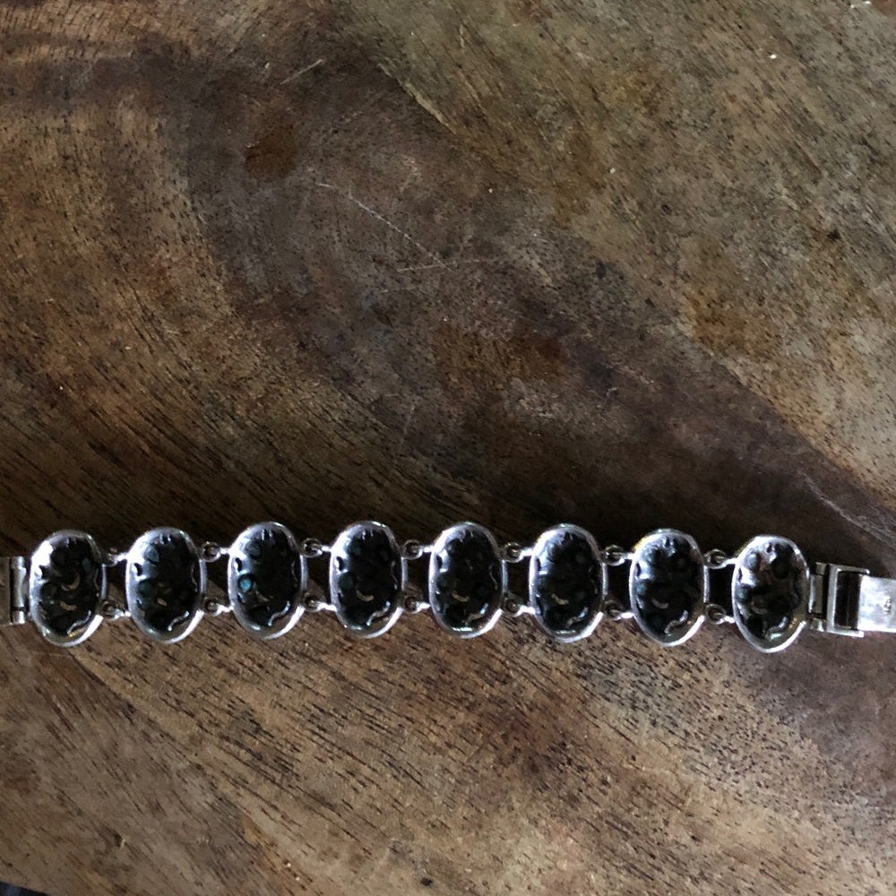 Turquoise Cluster Silver-Plate Bracelet - Women's Jewelry - Picture 4 of 5